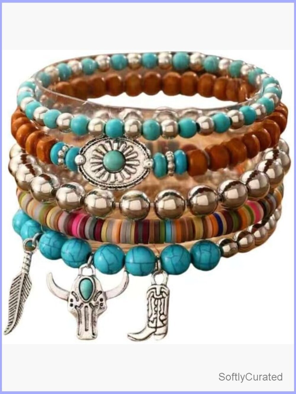 Turquoise Beaded Western Stackable Bracelet Cowgirl Jewelry